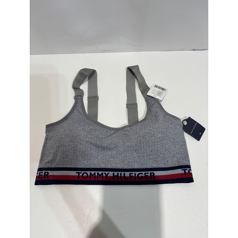 Tommy Hilfiger Bralette Womens Large Gray Seamless Logo Padded RT07075